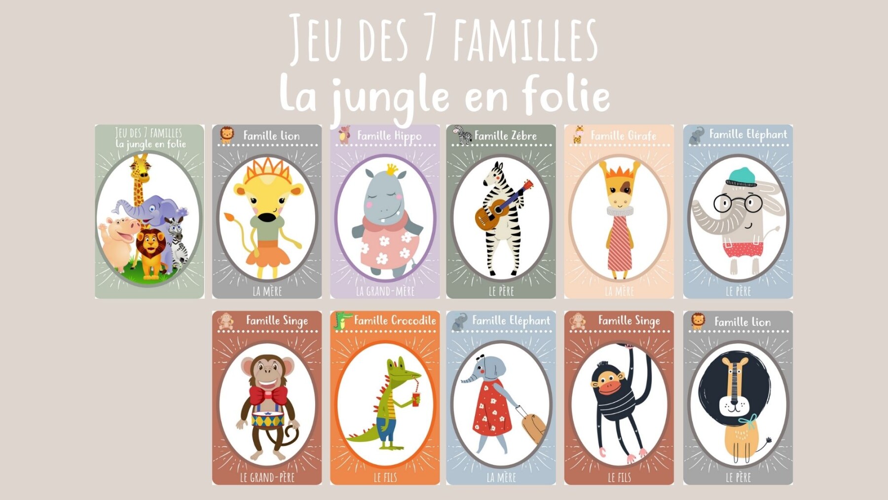 Jeu Des 7 Familles A Imprimer La Jungle En Folie